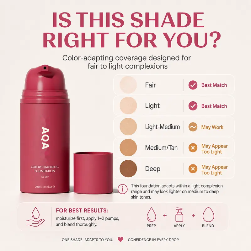 Color-Changing Liquid Foundation SPF 15 – Lightweight & Hydrating