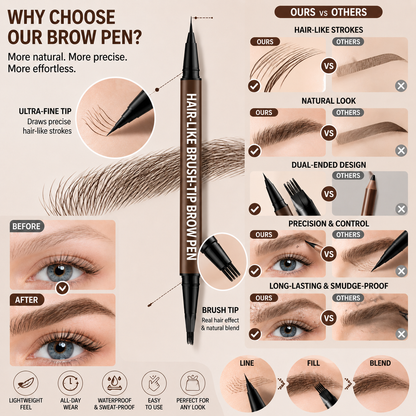 Waterproof Hair-Like Brow Pen – Smudge-Proof, Long-Lasting Natural Eyebrow Pencil