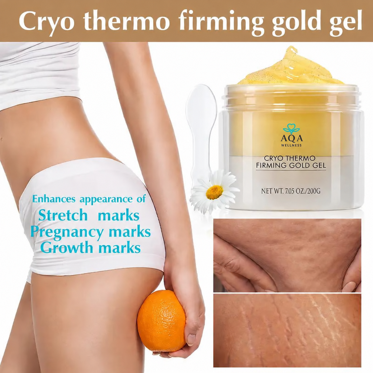 15-Day Anti-Cellulite Sculpting & Tightening Gold Massage Cream | Cryo Thermo Firming Gel for Belly, Thighs, Butt & Arms | Unisex Body Contouring | 200g
