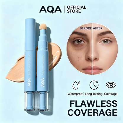 Dual-Effect Color Correcting Multi-Use Concealer & Foundation, 24-Hour Long-Lasting High-Coverage Matte Korean Pressed Powder, Nourishing Cosmetic for Flawless Base Makeup, Covers Acne Marks & Sculpts Nose, Color Correcting Concealer,back to school