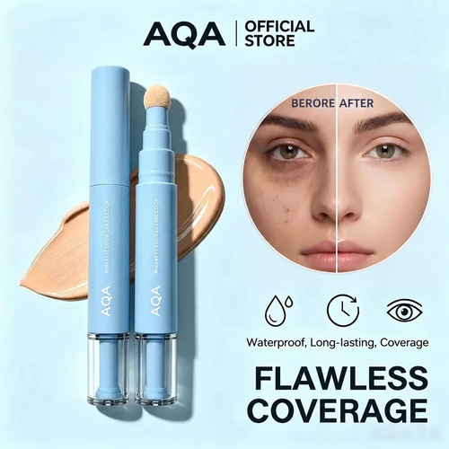 Dual-Effect Color Correcting Multi-Use Concealer & Foundation, 24-Hour Long-Lasting High-Coverage Matte Korean Pressed Powder, Nourishing Cosmetic for Flawless Base Makeup, Covers Acne Marks & Sculpts Nose, Color Correcting Concealer,back to school