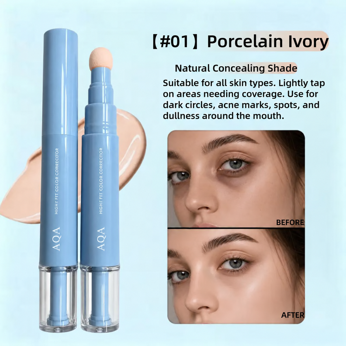 Dual-Effect Color Correcting Multi-Use Concealer & Foundation, 24-Hour Long-Lasting High-Coverage Matte Korean Pressed Powder, Nourishing Cosmetic for Flawless Base Makeup, Covers Acne Marks & Sculpts Nose, Color Correcting Concealer,back to school