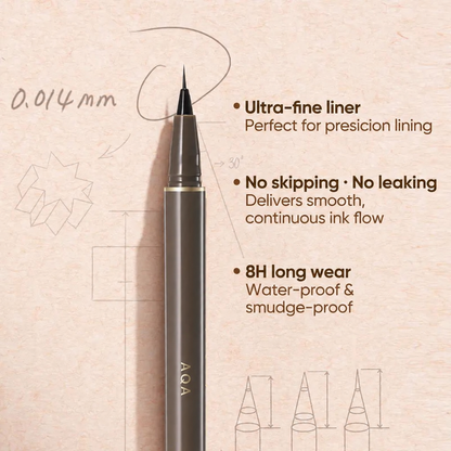 Ultra-Fine Waterproof Liquid Eyeliner, Smudge-Proof, Long-Lasting, Sharp Wing, Beginner Friendly