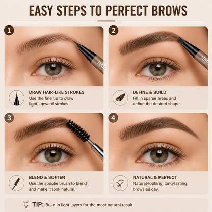 Waterproof Hair-Like Brow Pen – Smudge-Proof, Long-Lasting Natural Eyebrow Pencil