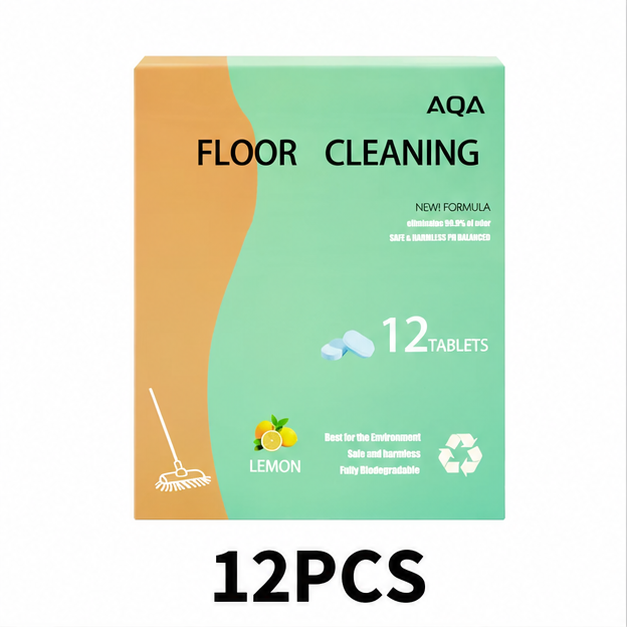 12PCS-Pack Floor Cleaning Tablets available in lemon or mint scent eco-safe materials remove grime and odors effectively dries quickly with no residue for all household floor cleaning
