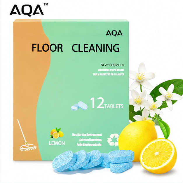 12PCS-Pack Floor Cleaning Tablets available in lemon or mint scent eco-safe materials remove grime and odors effectively dries quickly with no residue for all household floor cleaning