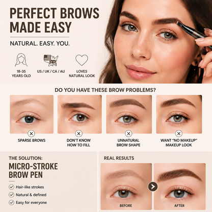 Waterproof Hair-Like Brow Pen – Smudge-Proof, Long-Lasting Natural Eyebrow Pencil