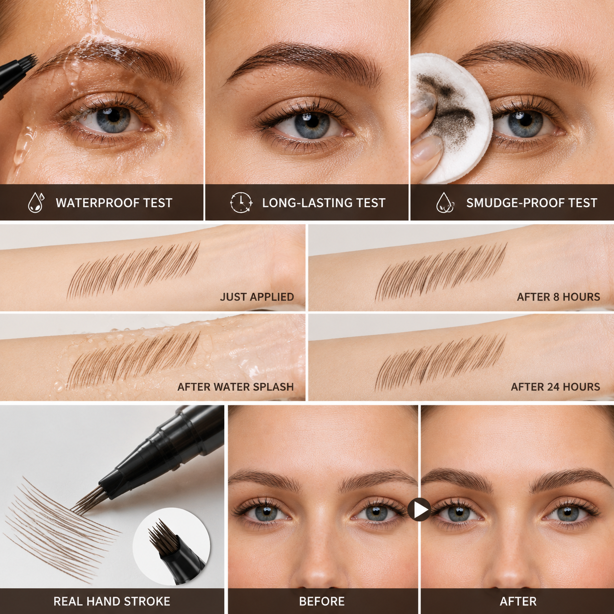 Waterproof Hair-Like Brow Pen – Smudge-Proof, Long-Lasting Natural Eyebrow Pencil